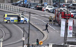 FILE PHOTO: Police bomb squad on site in the Old Town in Stockholm